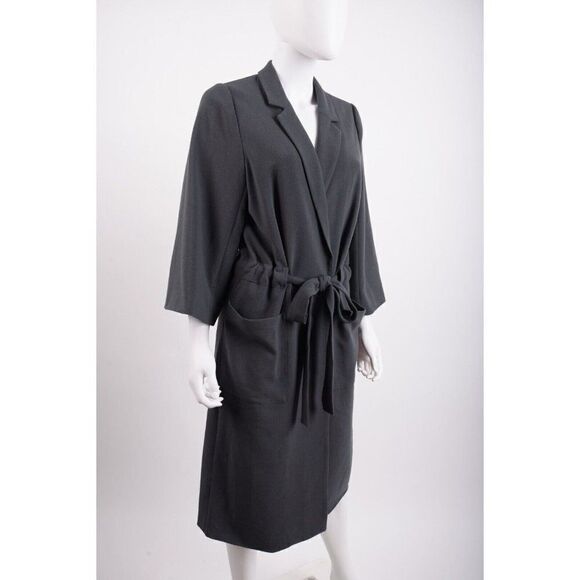 Hemsmith Womans Mid Length Rey Coat Jacket Size M Graphite Gray Wrap Ties NWT - Picture 2 of 6